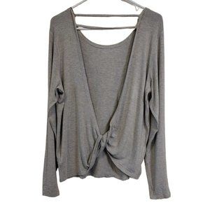 Femme Royale Women's Large Barbella Gray Long Sleeve Open Back Shirt